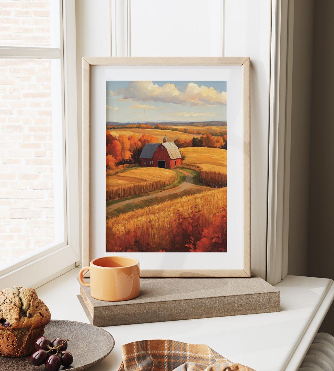 Red Gambrel Barn Surrounded By Golden Harvest Fields Fall Farm Poster - Image 6