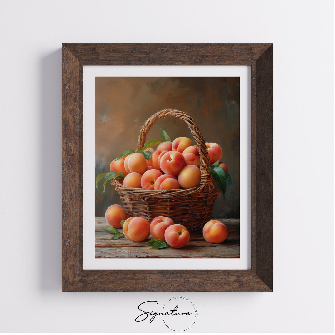 Wicker Basket of Ripe Peaches Rustic Fruit Still Life Poster - Image 4