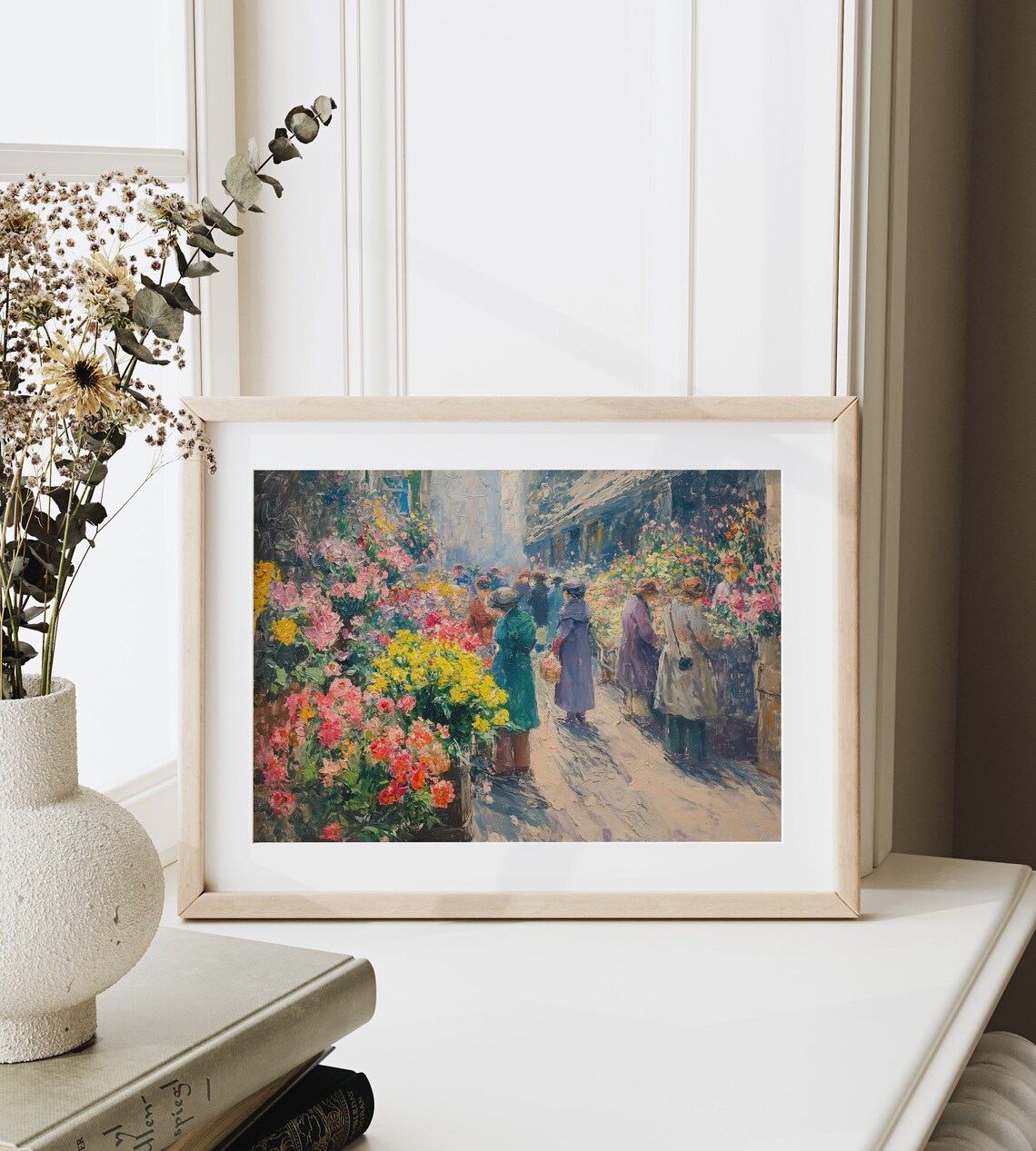 Paris Flower Market Bustling Floral Street Scene Impressionist Poster - Image 6