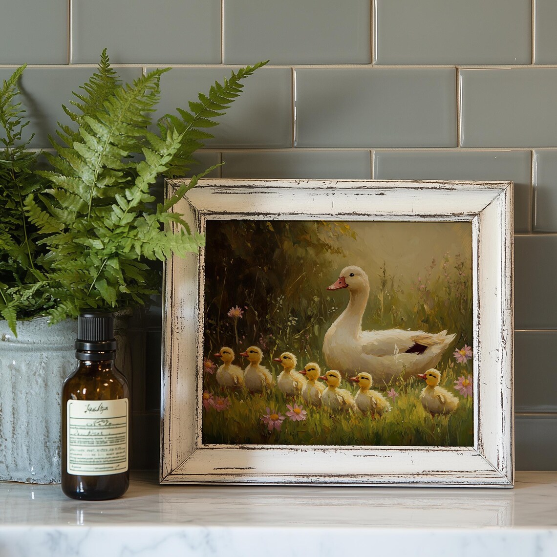 Mother Duck With Ducklings Art Print, Rustic Farmhouse - Image 4