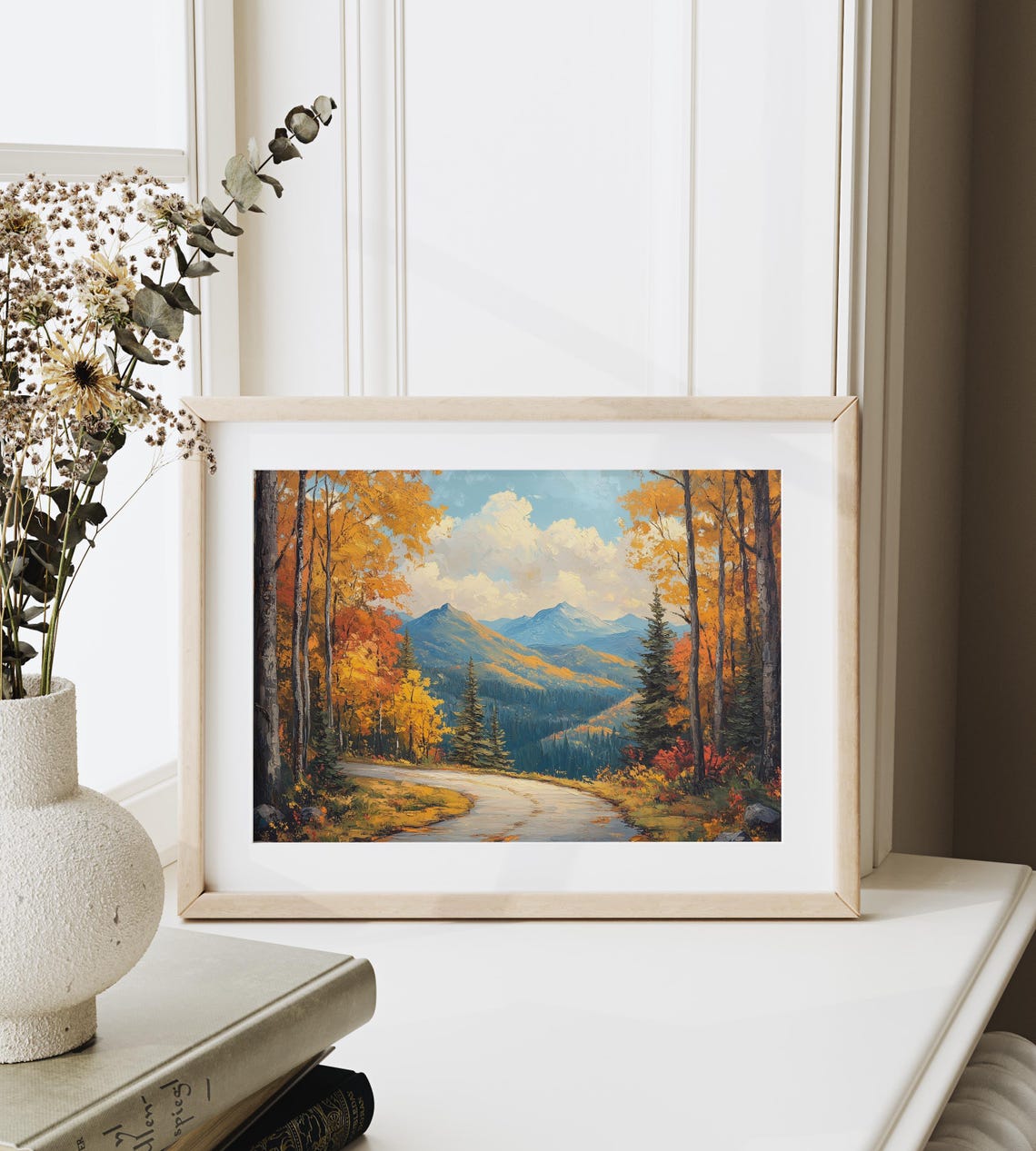 Autumn Forest Path Mountain View Oil Painting Fall Foliage Poster - Image 6