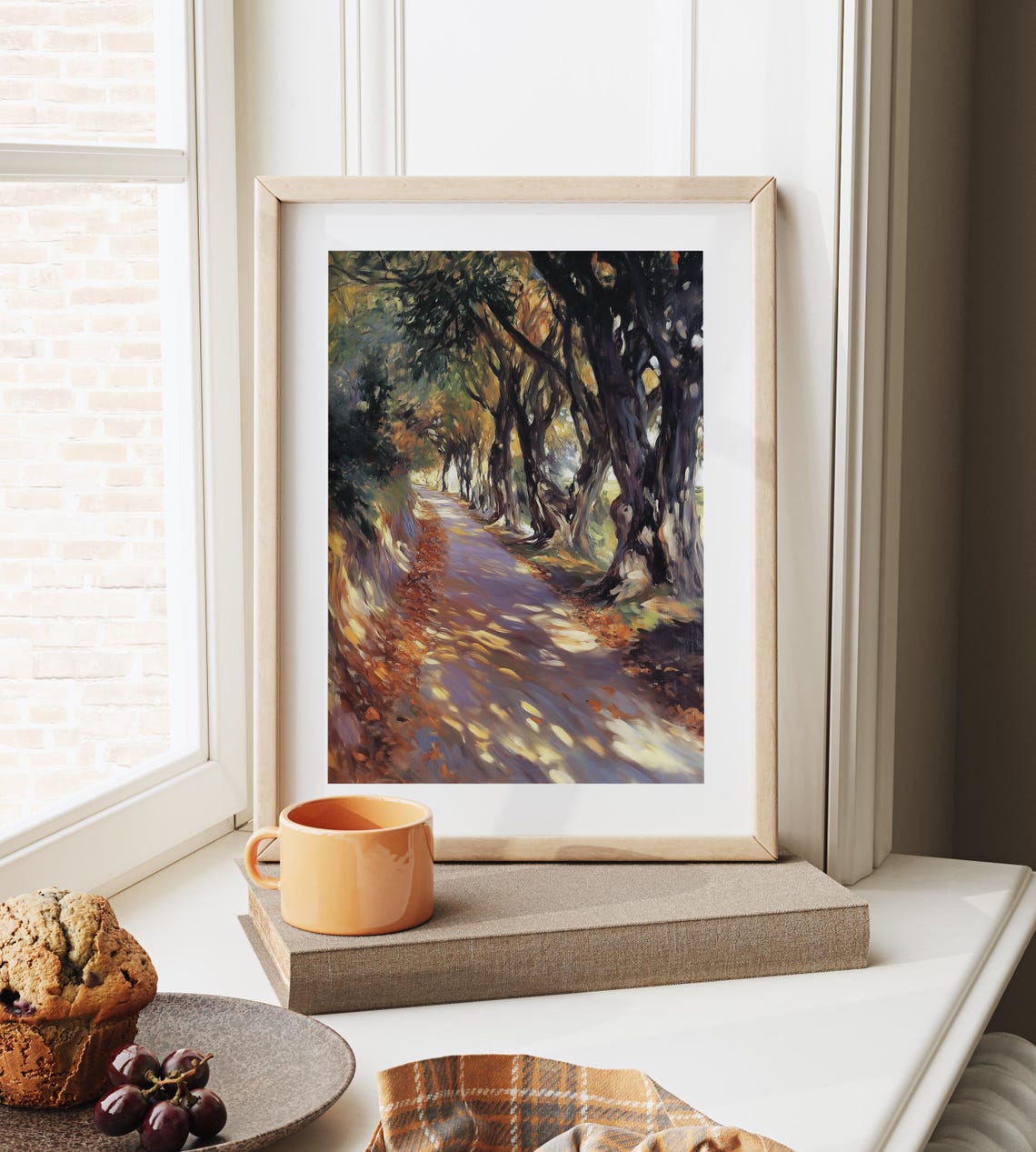 Dappled Sunlight on a Golden Leaf Pathway Through Autumn Forest Poster - Image 6