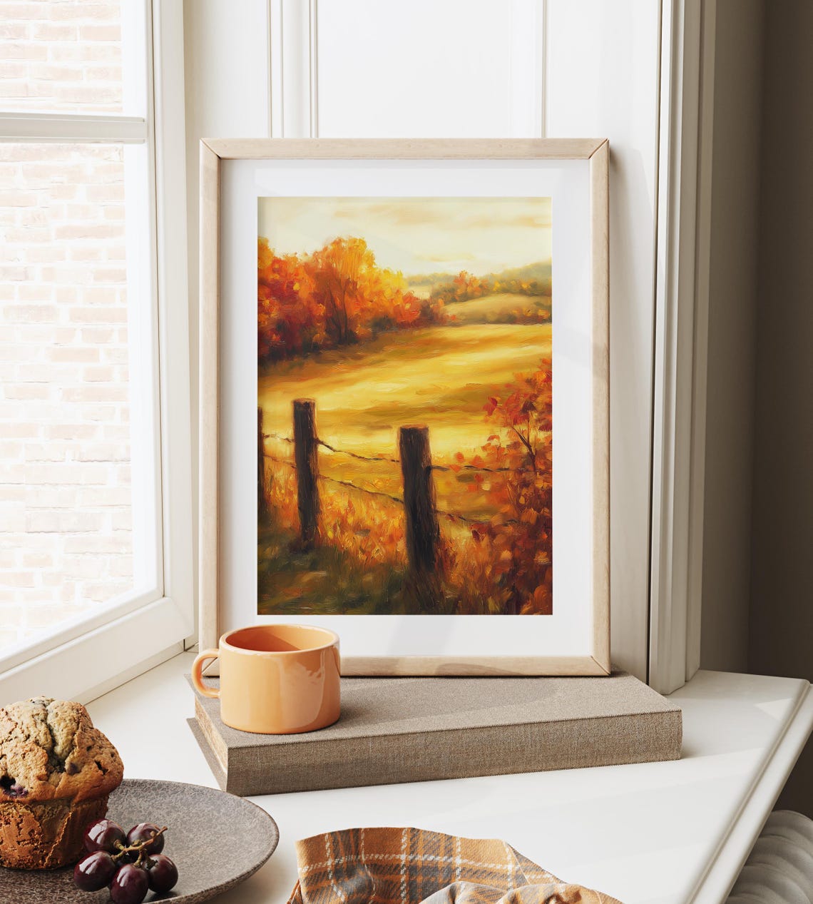 Golden Autumn Meadow With Rustic Fence Posts Countryside Poster - Image 6