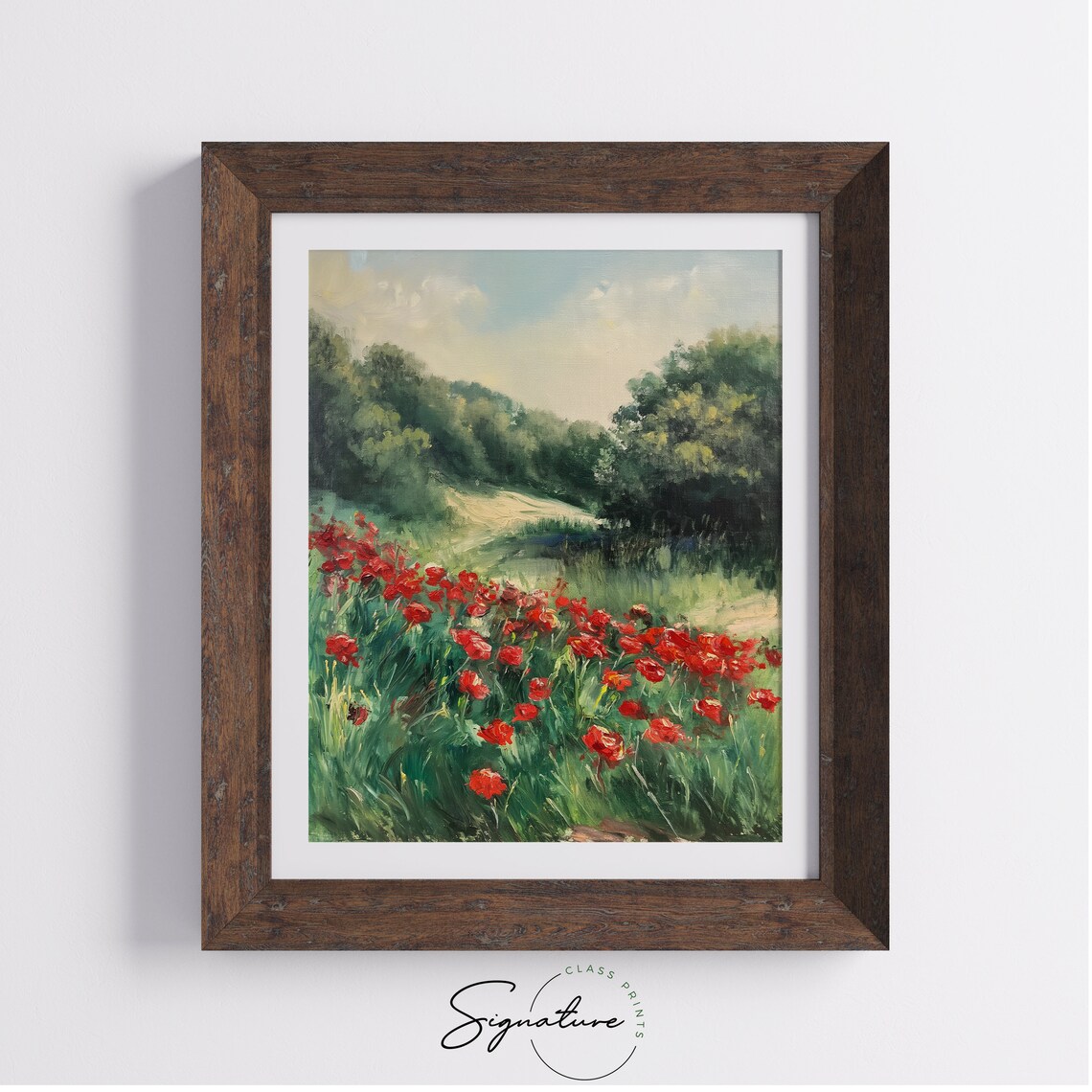 Red Poppies Lush Green Meadow Summer Bloom Countryside Poster - Image 4