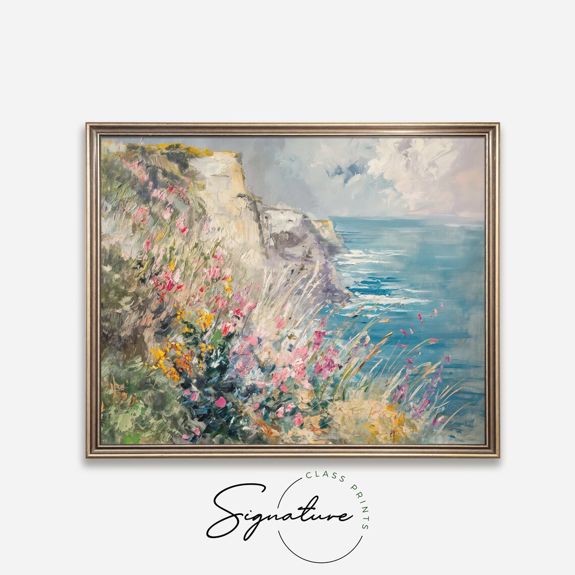 Monet Cliff Walk At Pourville Coastal Wildflower Scene Art Poster - Image 4