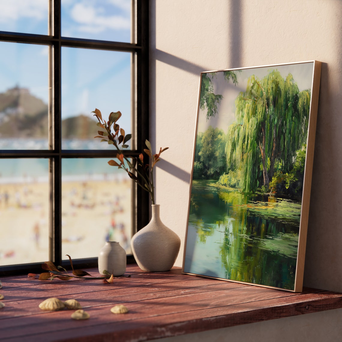 Weeping Willow Tranquil Pond Lush Green Reflection Shade Poster - Image 5