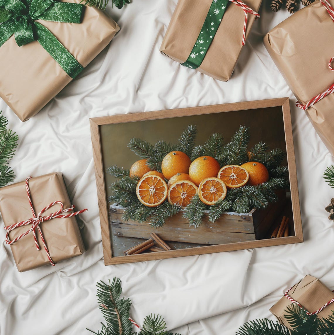 Oranges With Pine And Cinnamon Rustic Christmas Still Life Poster - Image 5