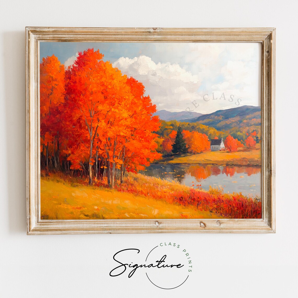 Fiery Maple Trees In Vermont Art Print, Rustic Fall