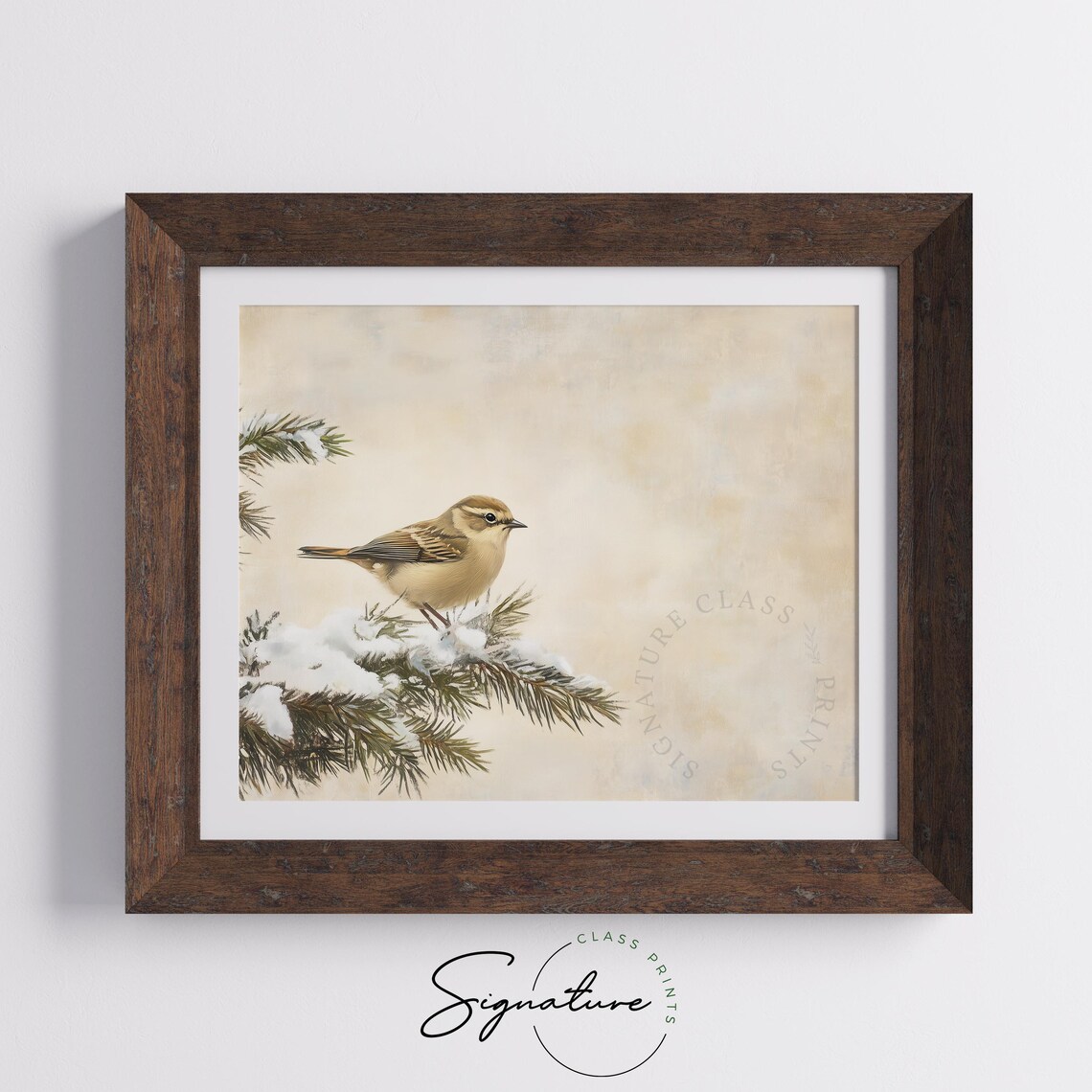 Goldcrest on Snowy Pine Branch Delicate Vintage Winter Bird Poster - Image 4