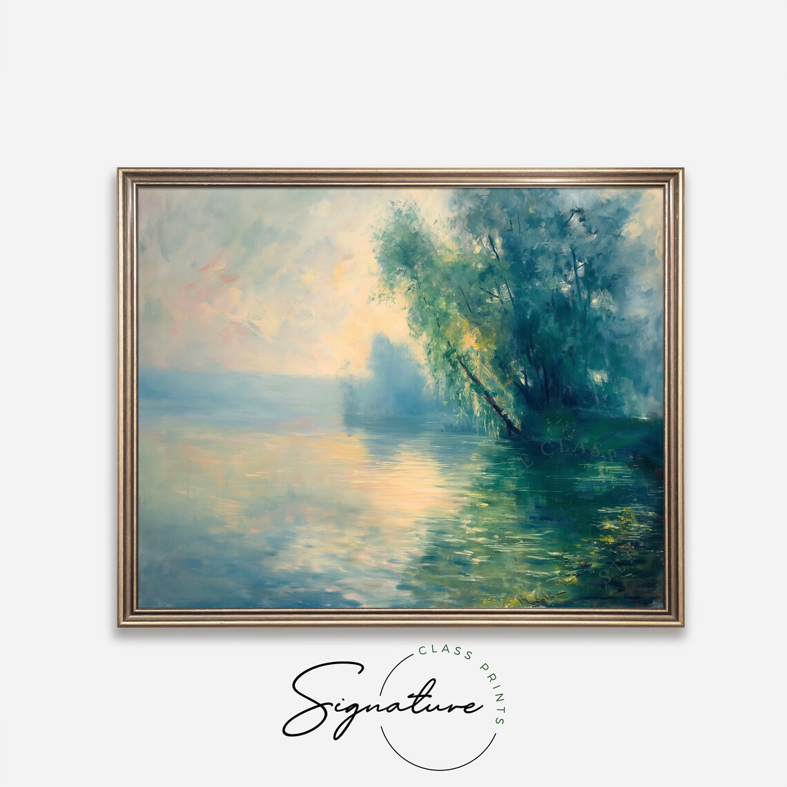 Seine Near Giverny Sunset Willows Golden Calm River Water Poster - Image 4