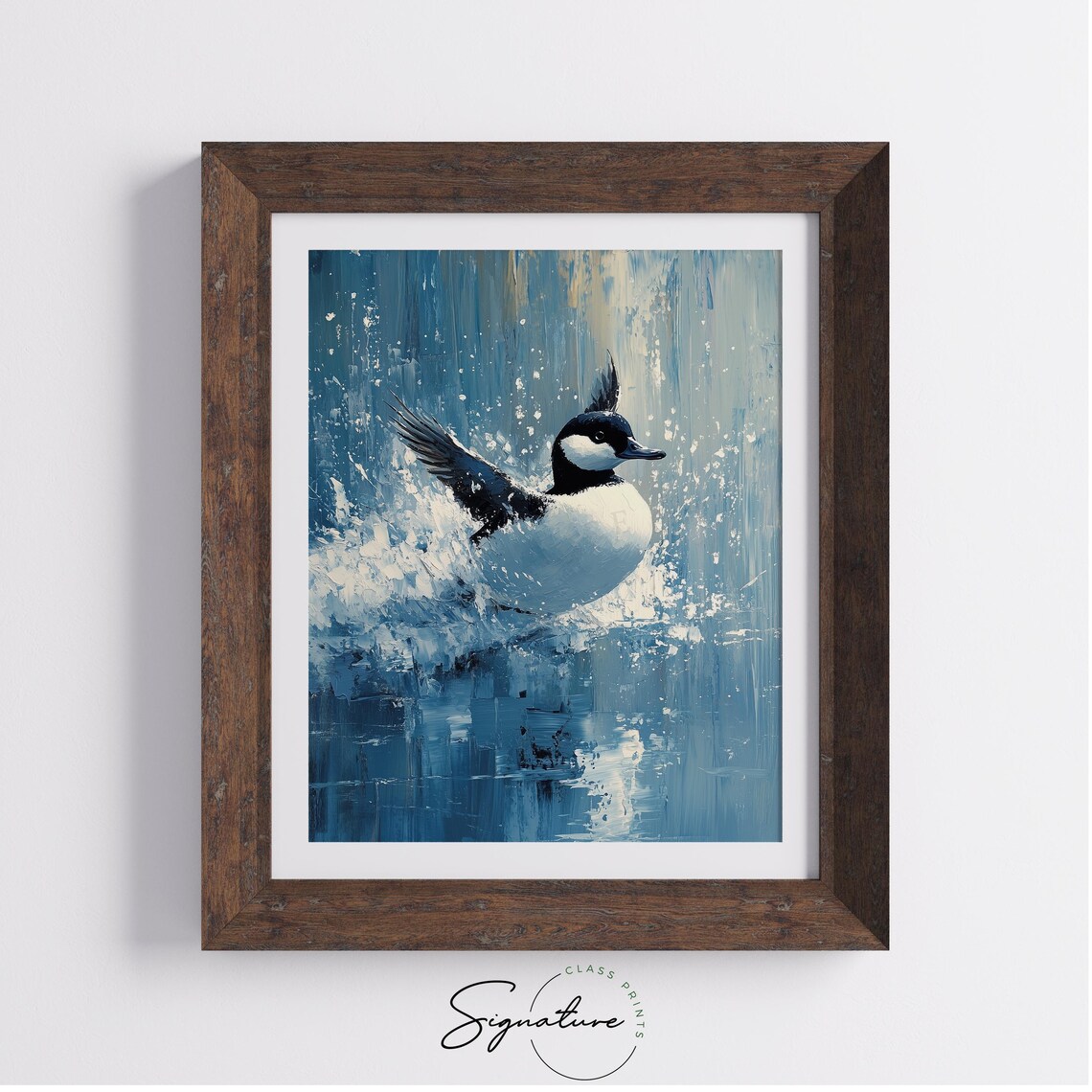 Hooded Merganser Duck Splash Landing Blue Water Bird Wildlife Poster - Image 2