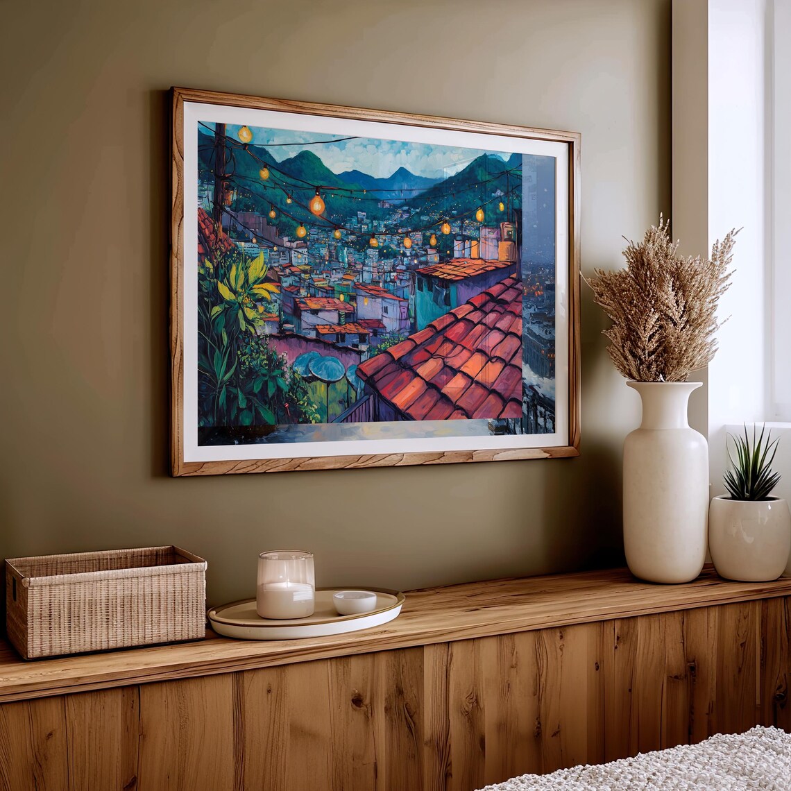 Rio De Janeiro Favelas Rooftop Night Art Print - Image 5