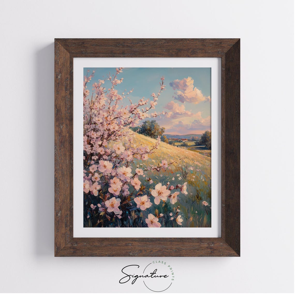 Rolling Hills And Blossoming Orchard In Pastel Spring Landscape Poster - Image 3