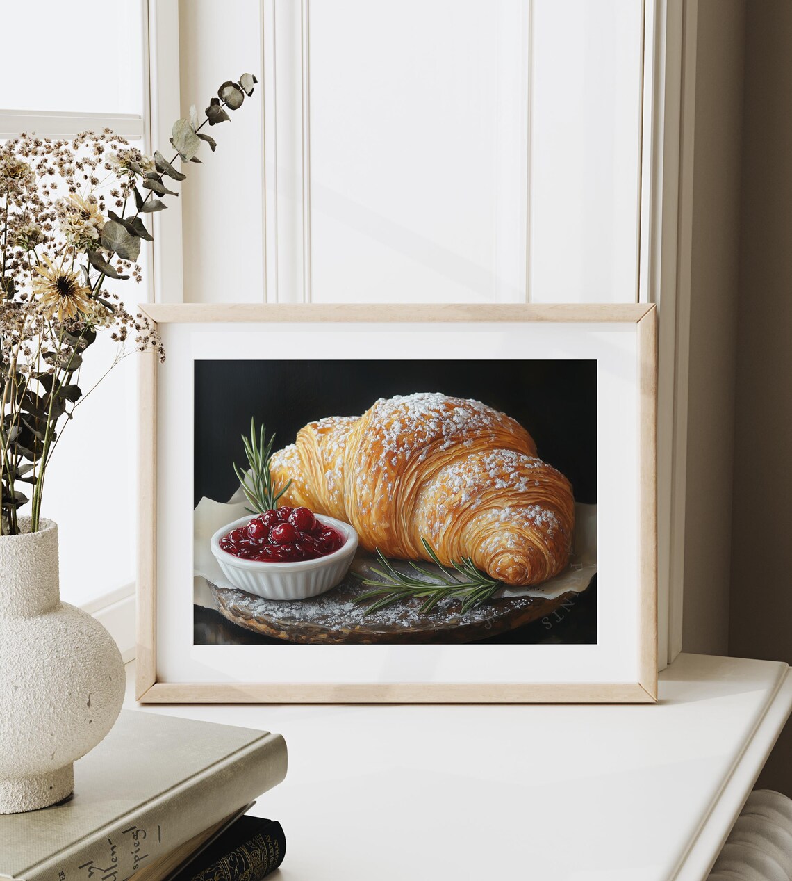 Golden Croissant With Cranberry Sauce And Rosemary Kitchen Poster - Image 6