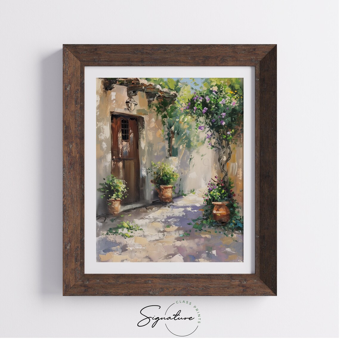 Mediterranean Courtyard Wooden Door Bougainvillea Terracotta Poster - Image 4