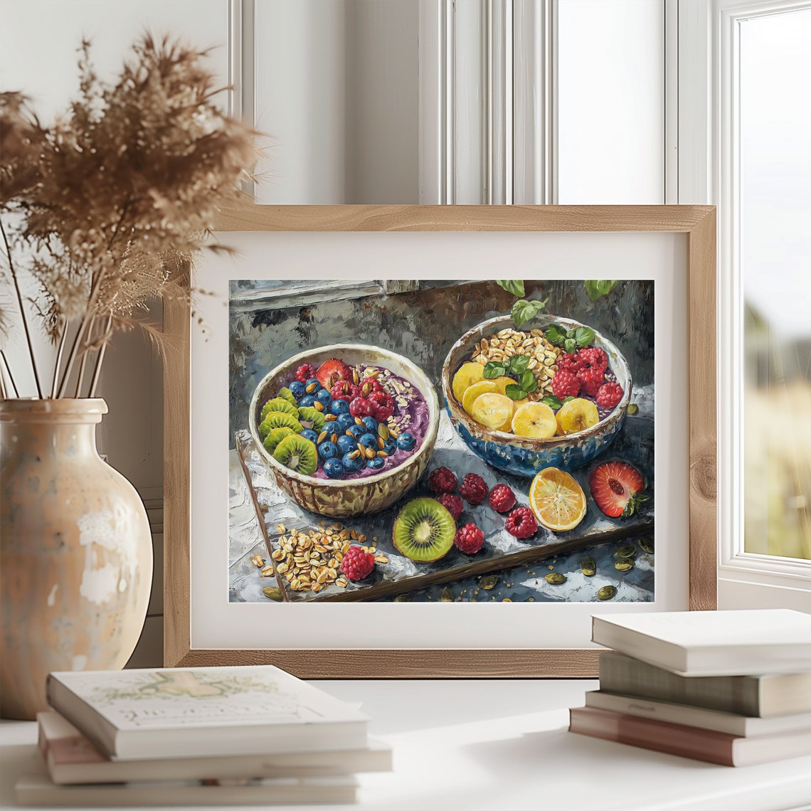 Colorful Acai Berry Bowls Fresh Fruit Breakfast Table Poster - Image 2