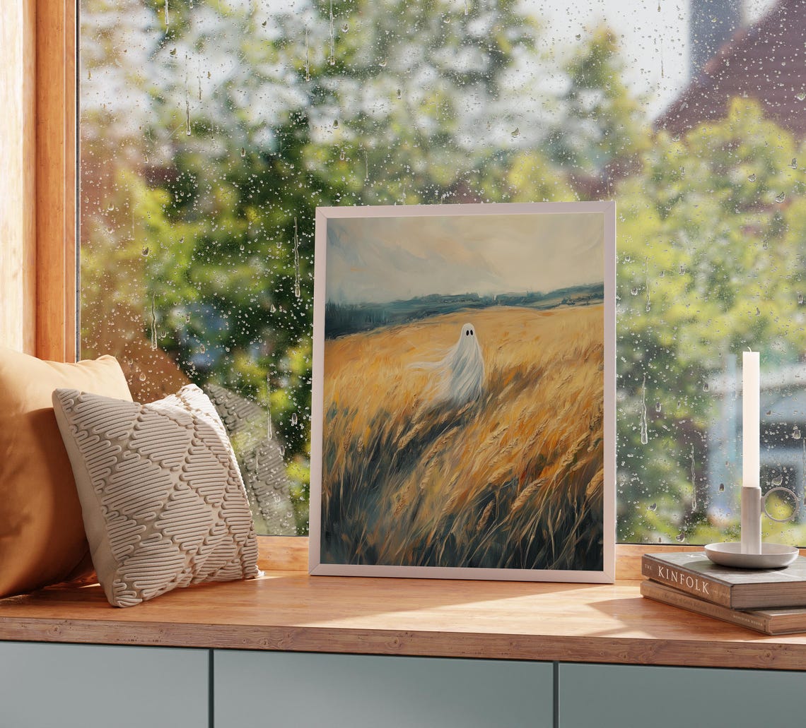 Windswept Ghost Golden Wheat Field Autumn Harvest Sky Poster - Image 2