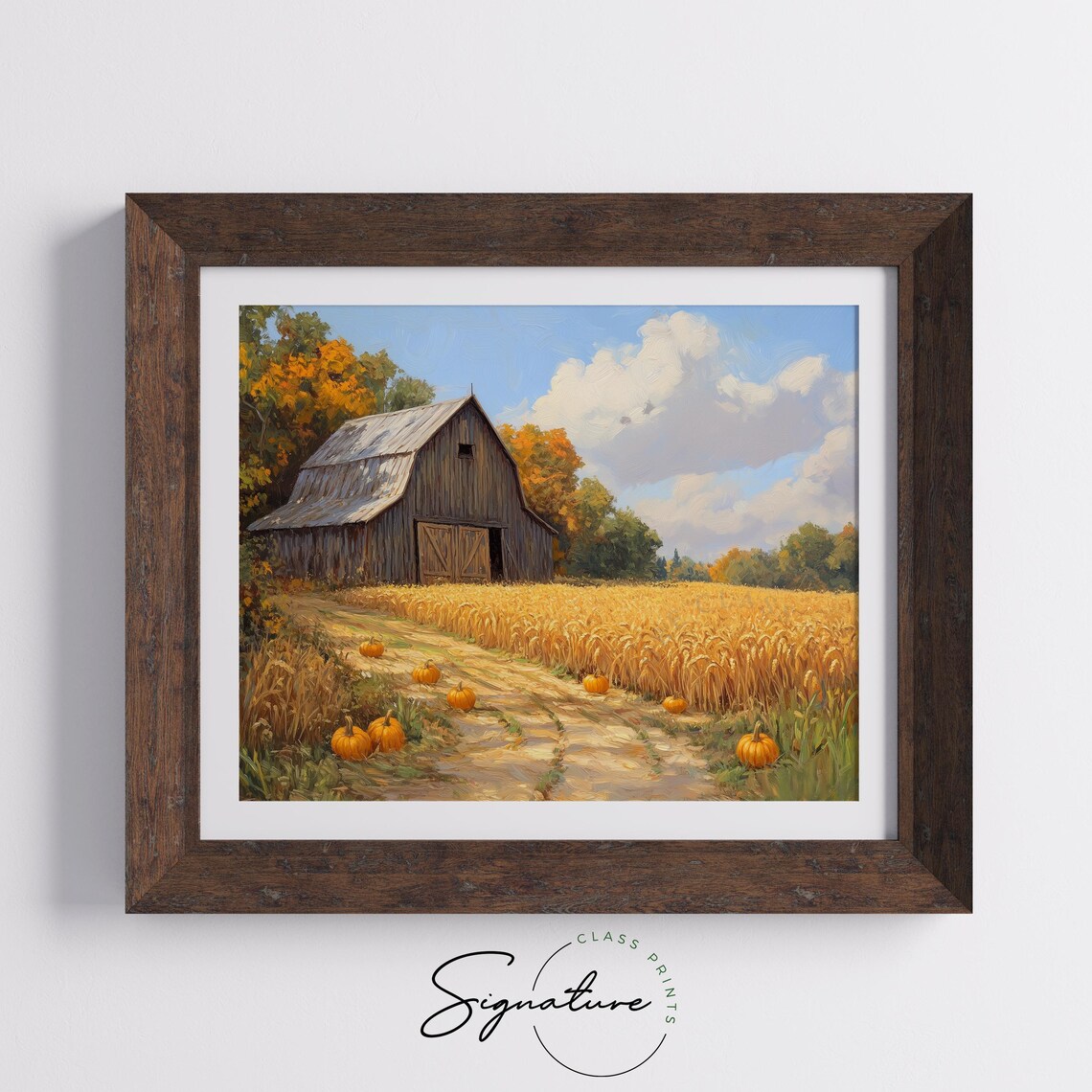 Wooden Barn Pumpkin Patch Harvest Field Golden Fall Farm Art Poster - Image 5