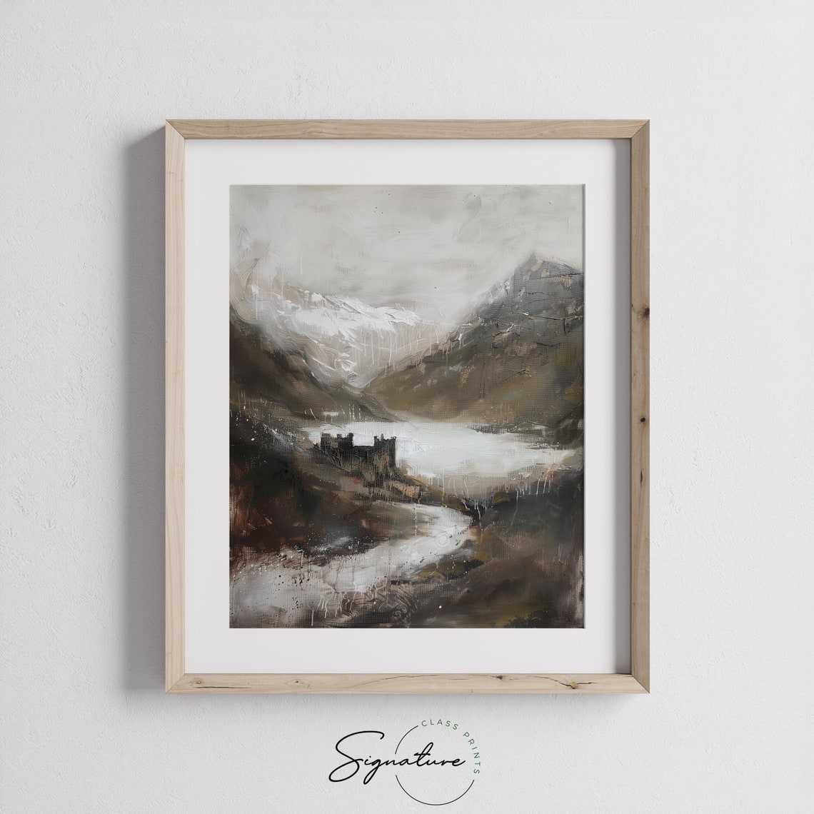 Misty Medieval Castle By Mountain Lake Moody Highland Art Poster - Image 3