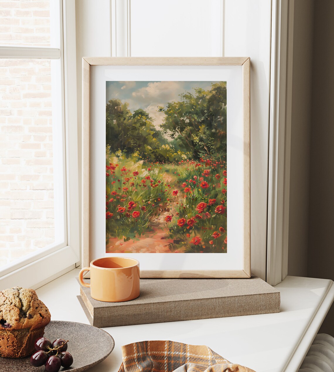 Bright Red Poppy Field Woodland Path Summer Wildflower Trail Poster - Image 6