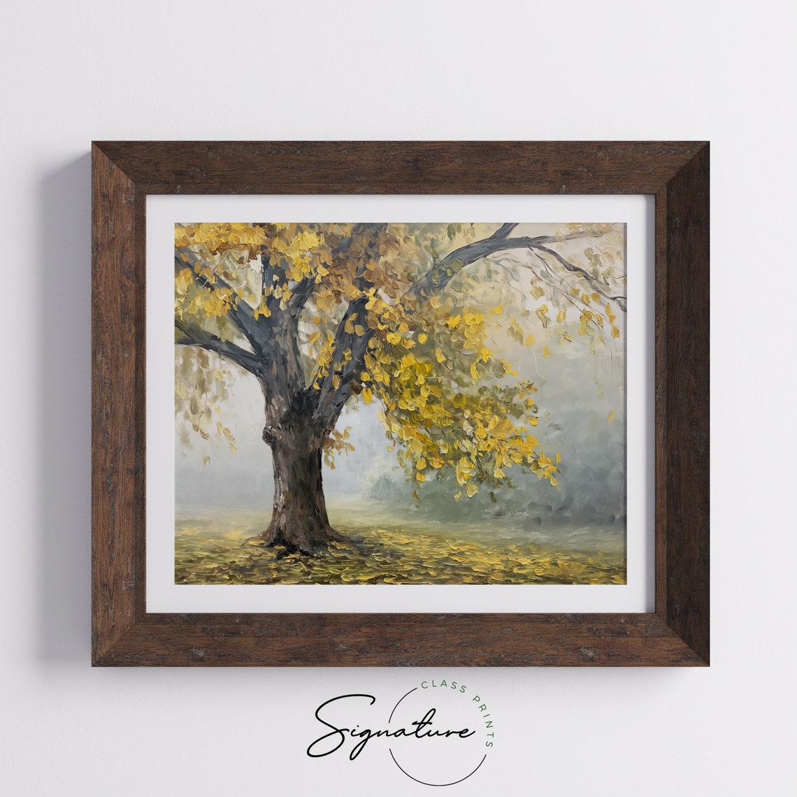 Majestic Golden Chestnut In Misty Park Falling Leaves Poster - Image 5
