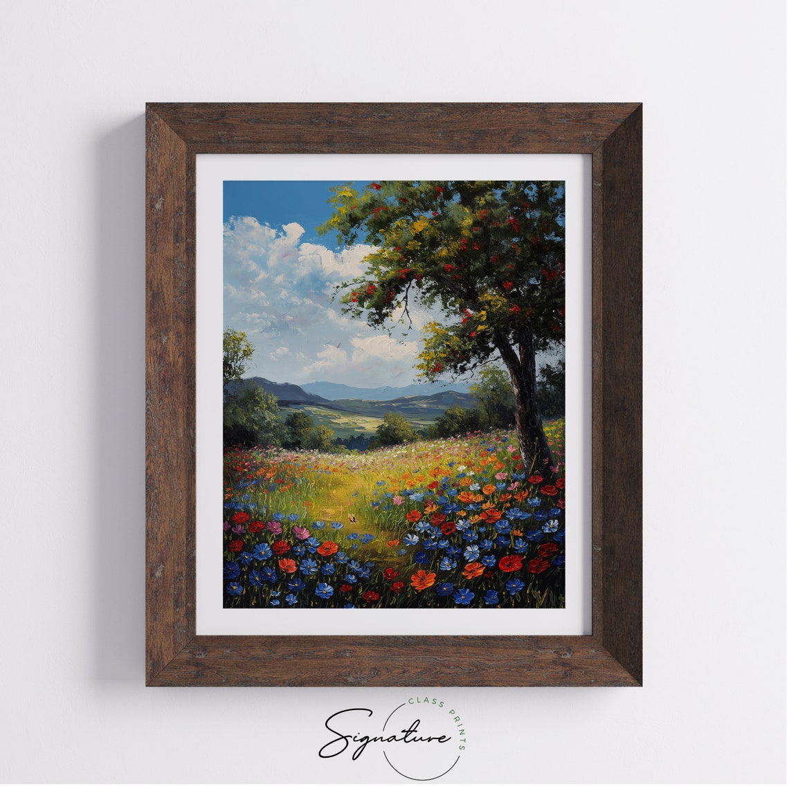 Poppies And Cornflowers Mixed Wildflower Sunny Summer Field Poster - Image 4