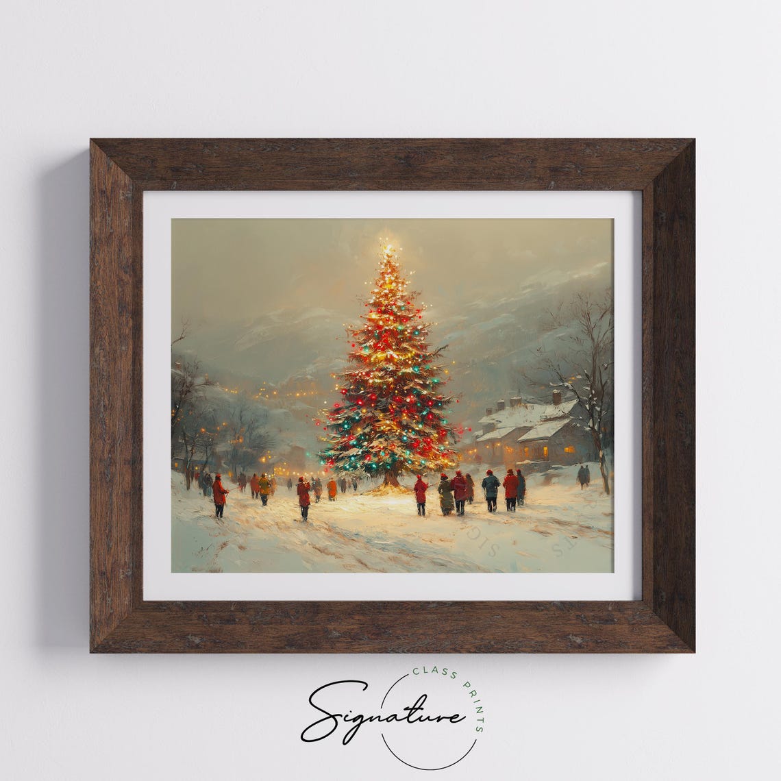 Villagers Gathering Around Glowing Christmas Tree At Dusk Poster - Image 5