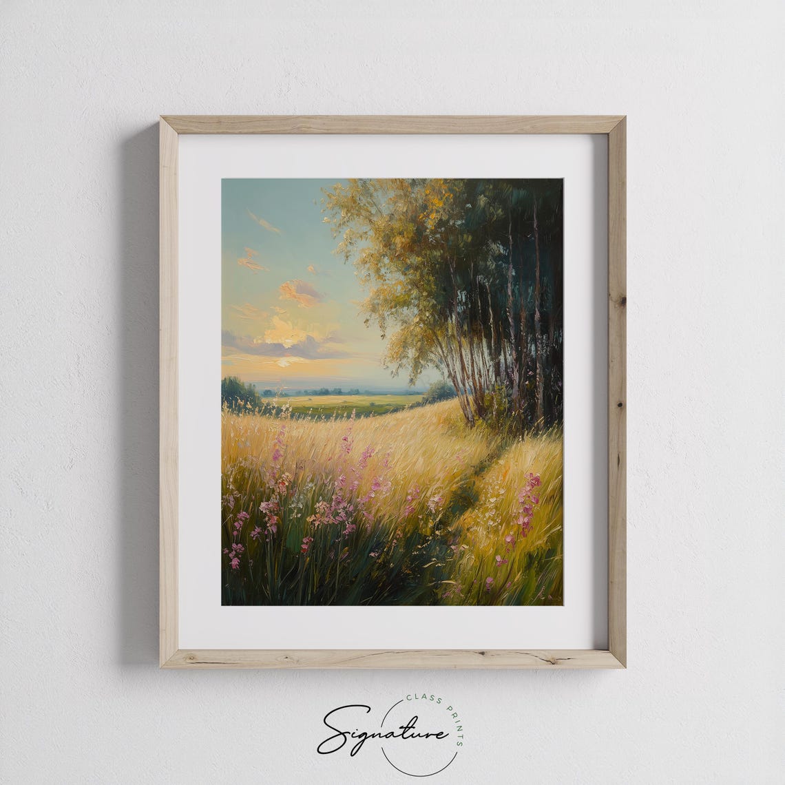 Sunlit Rolling Meadow With Blooming Wildflowers Golden Hour Poster - Image 2