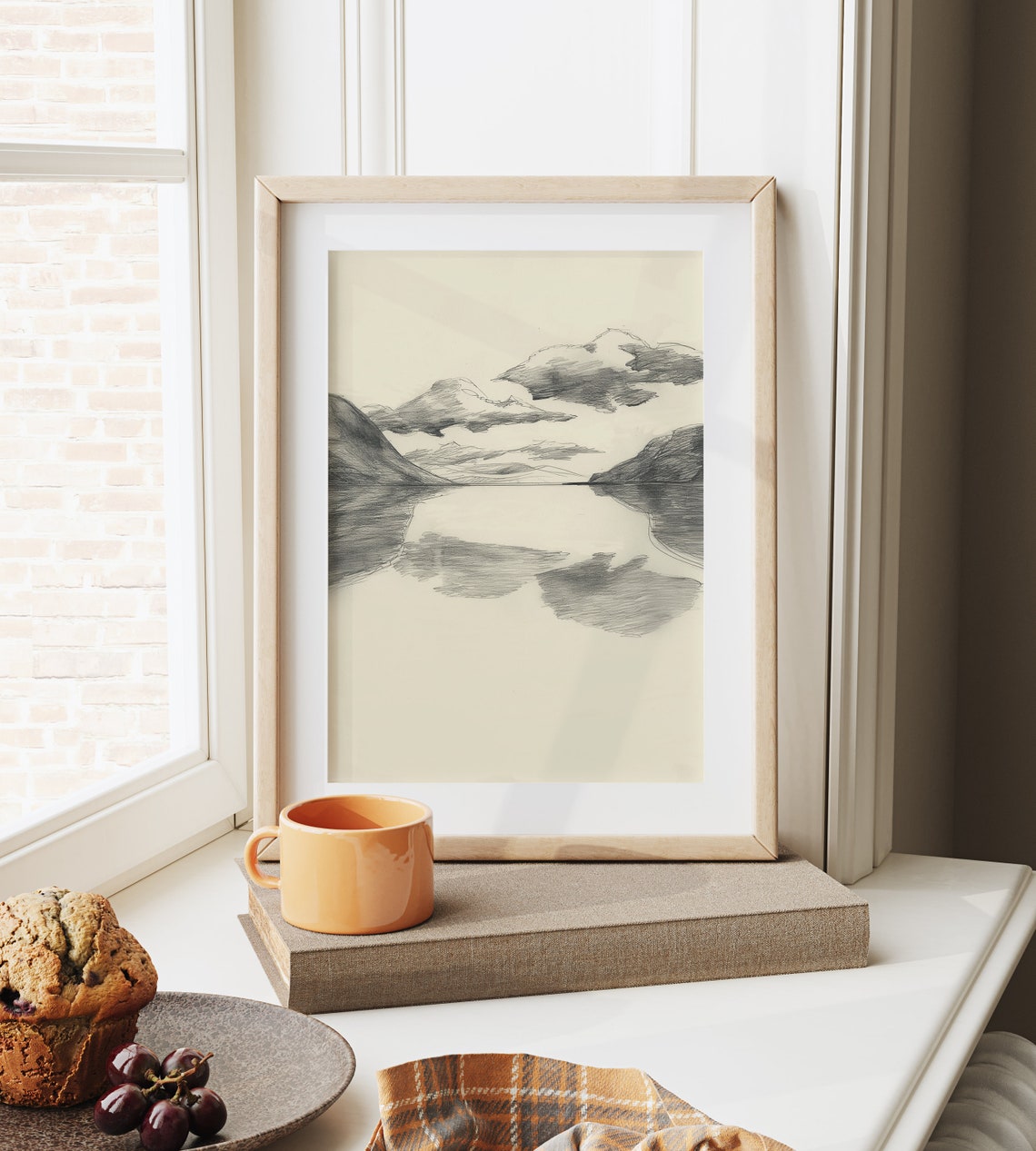 Cloud Reflections In Still Lake Minimalist Water Sketch Poster - Image 6