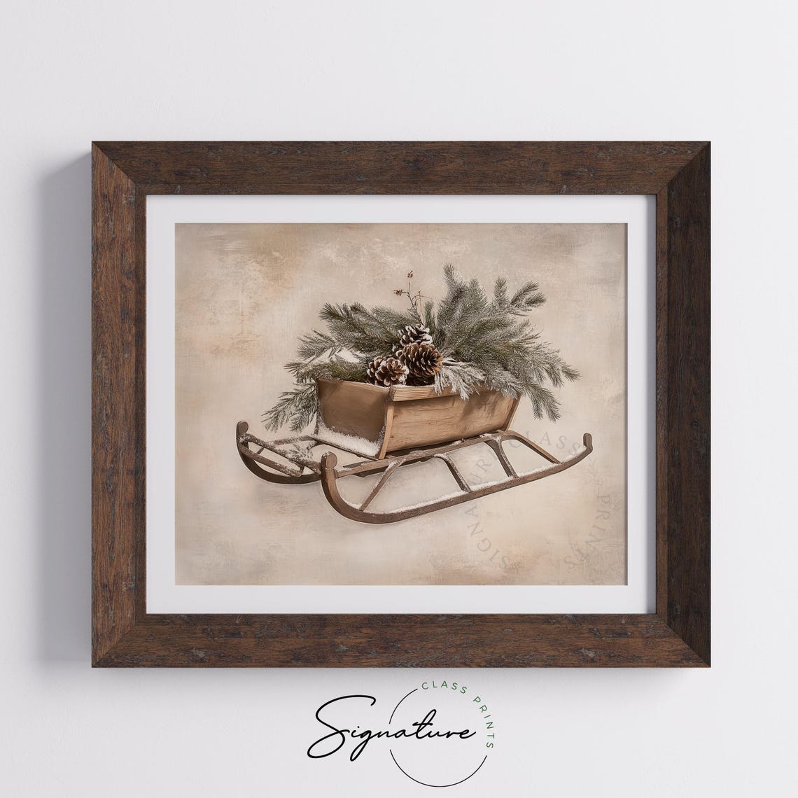 Antique Wooden Sled with Fir Branches Christmas Decor Poster - Image 5