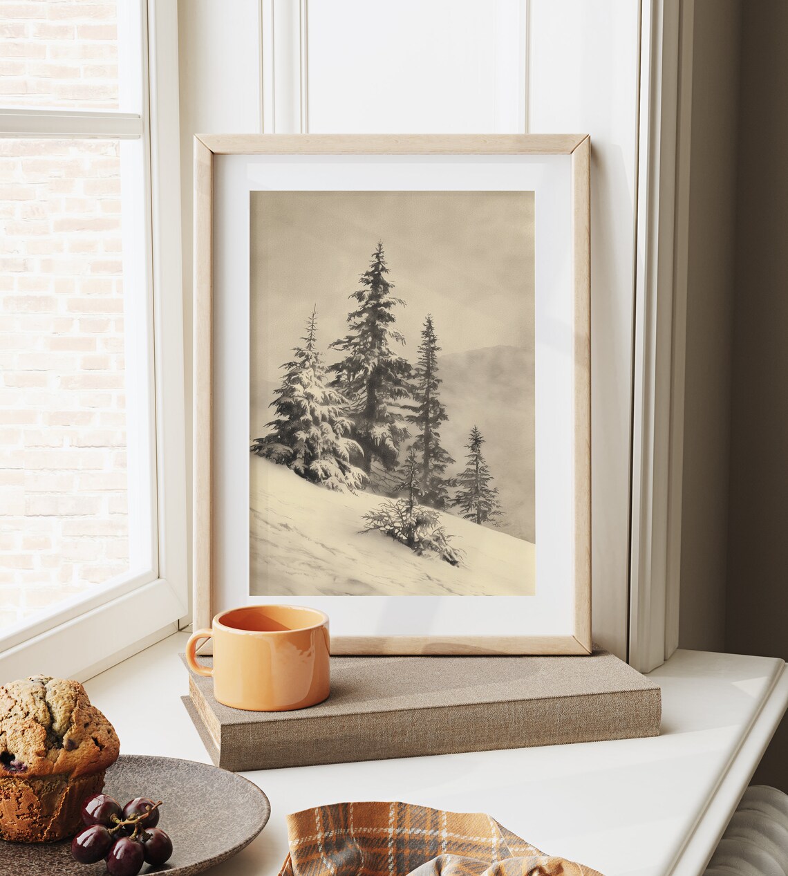 Winter Pines On Snowy Mountain Slope Vintage Nature Scene Poster - Image 6