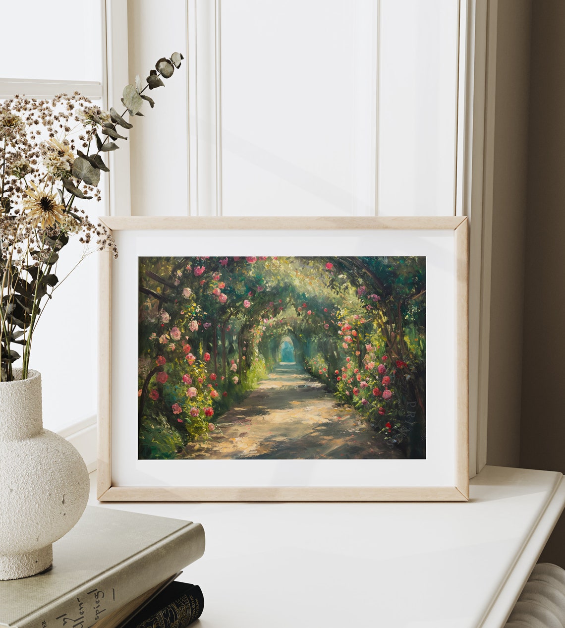 Rose Arches Over Garden Path Impressionist Floral Scene Poster - Image 6