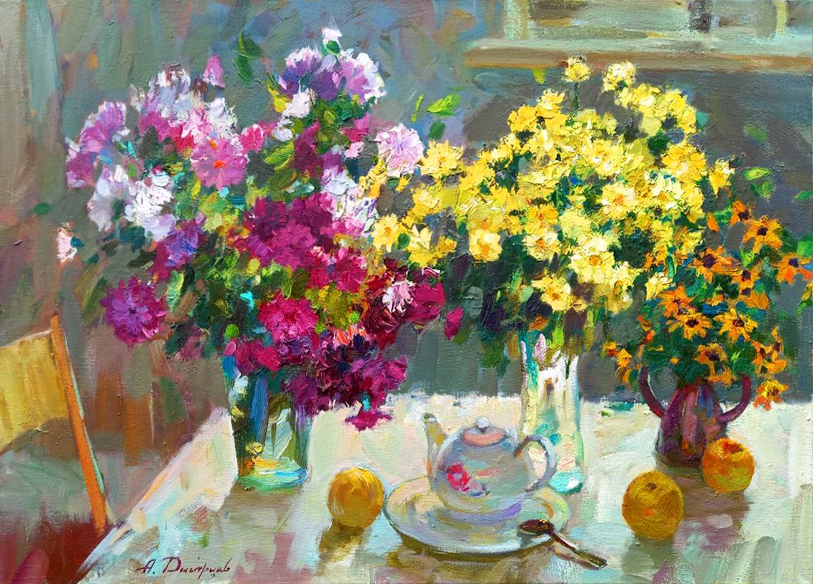 Sunlit Bouquet Harmony, Elegant Floral Still Life - Image 3