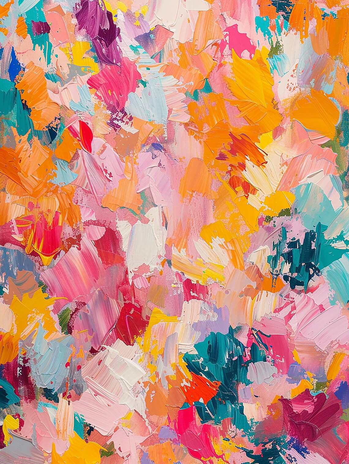 Colorful Abstract Expressionism, Original Oil Painting - Image 3