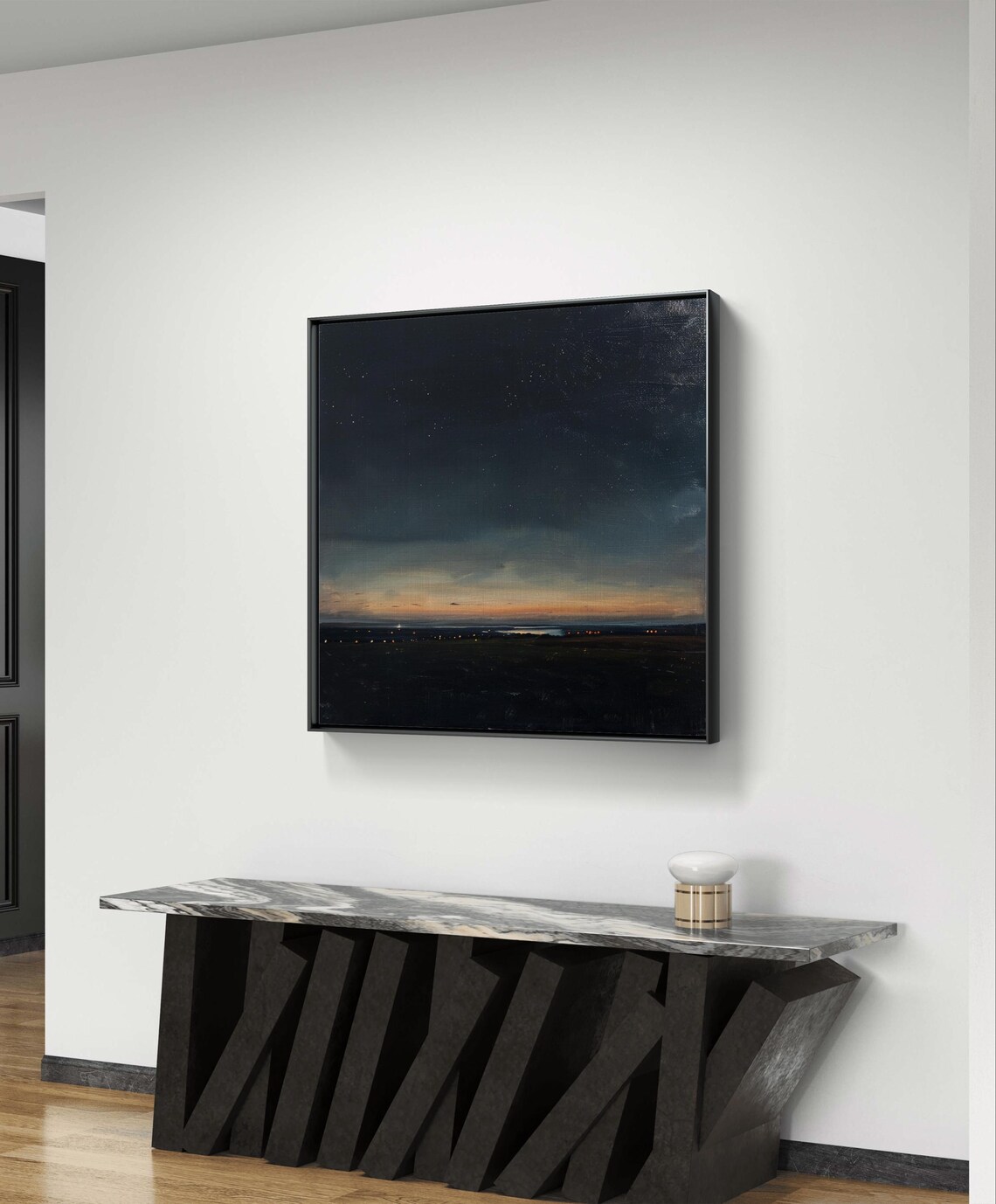 Minimalist Evening Landscape, Oil Painting