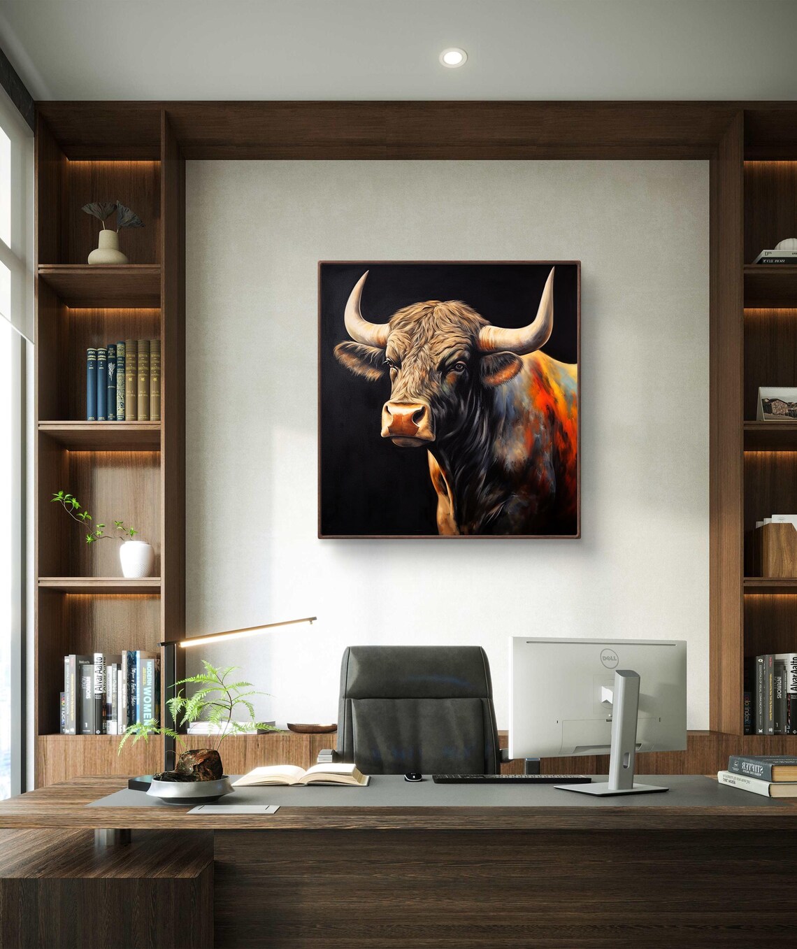 Majestic Bull Portrait, Rustic Wildlife Art Print