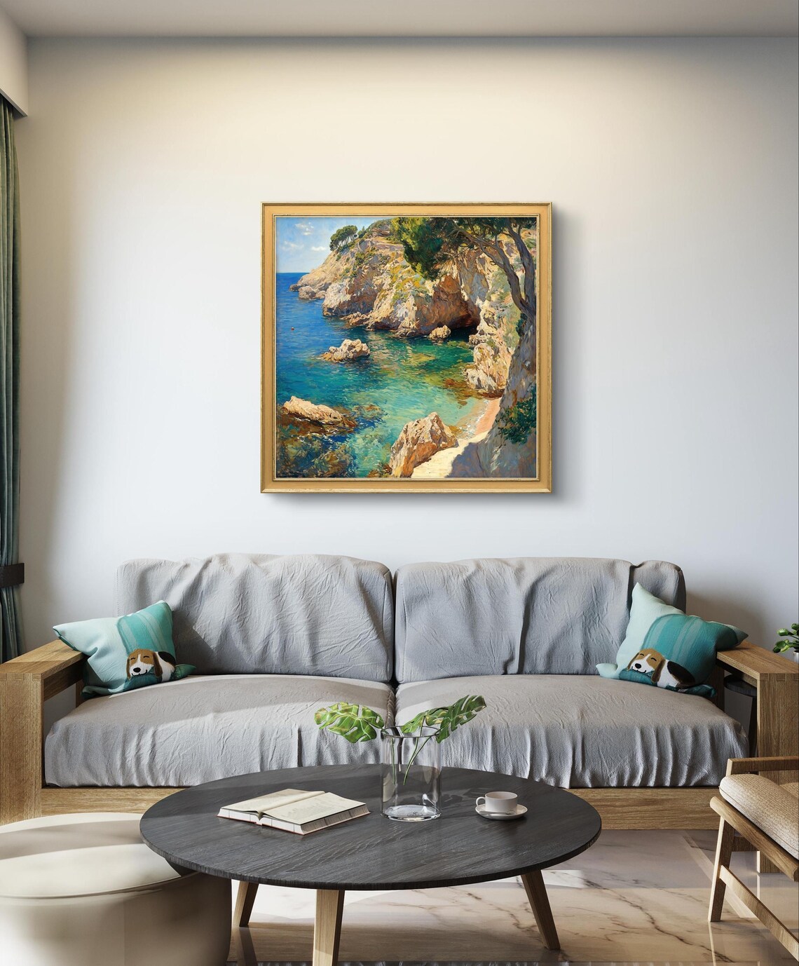 Mediterranean Riviera Seaside, Impressionist Seascape Art - Image 2