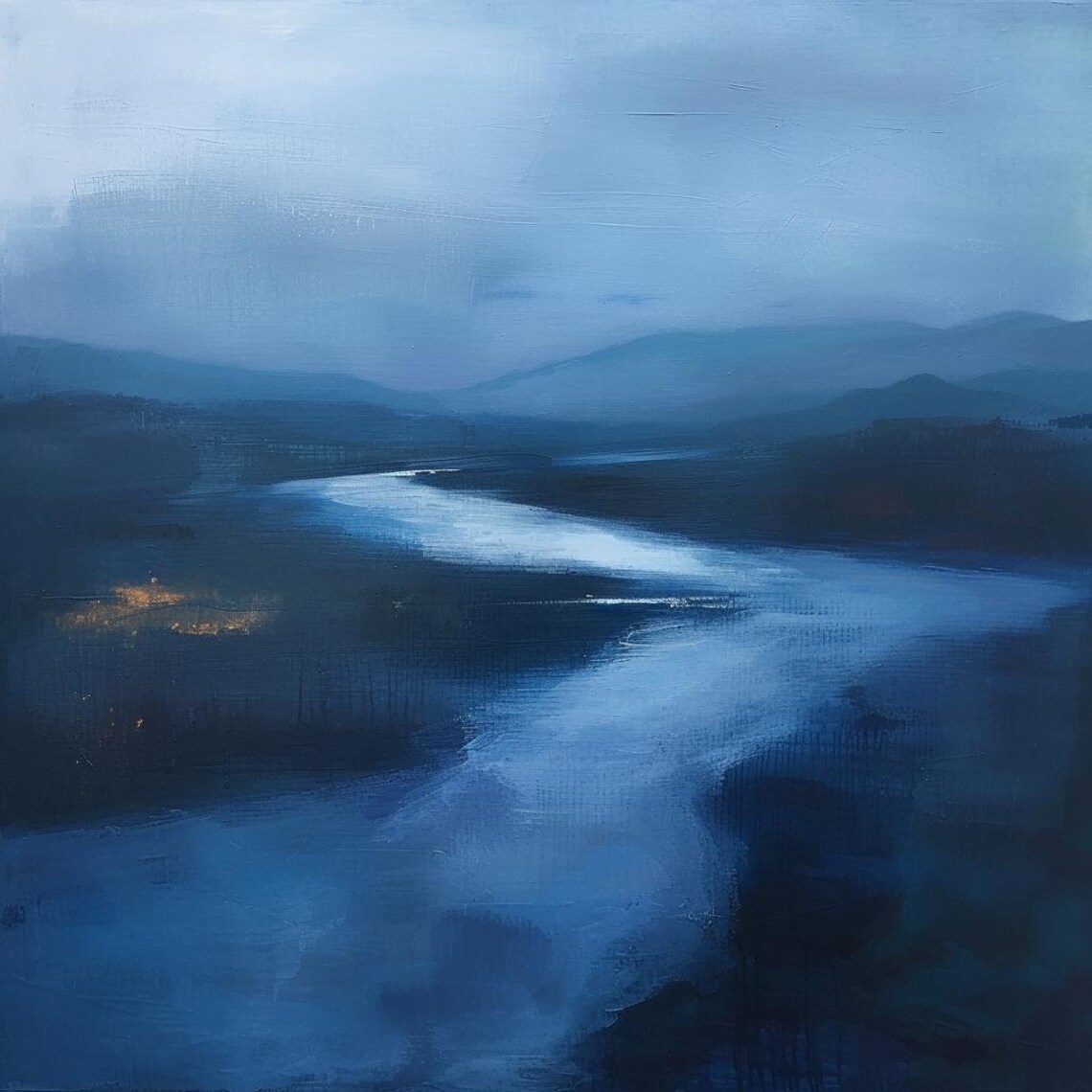 River Valley Oil Painting, Nature Inspired Landscape