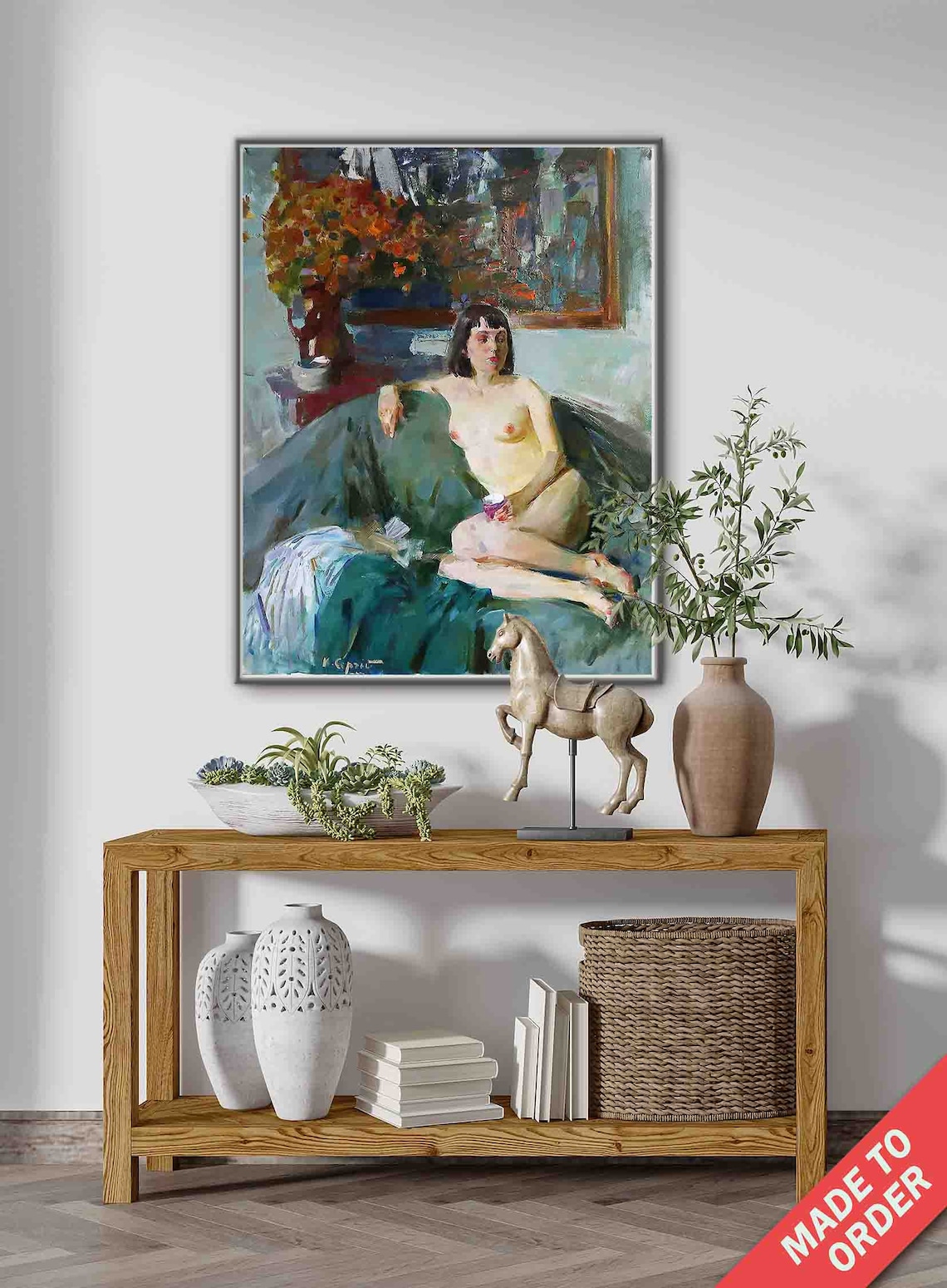 Nude Impressionism Painting, Oil Portrait of Woman