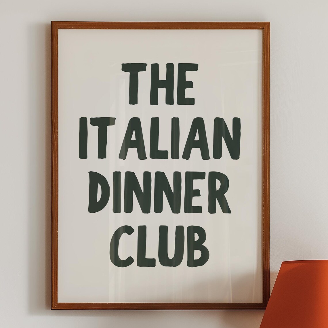 The Italian Dinner Club Bold Black Hand Lettered Kitchen Poster