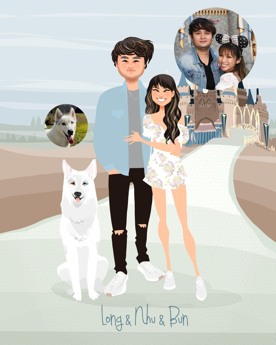 Custom Romantic Couple Portrait With Dog at Fairy Tale Castle Poster - Image 5
