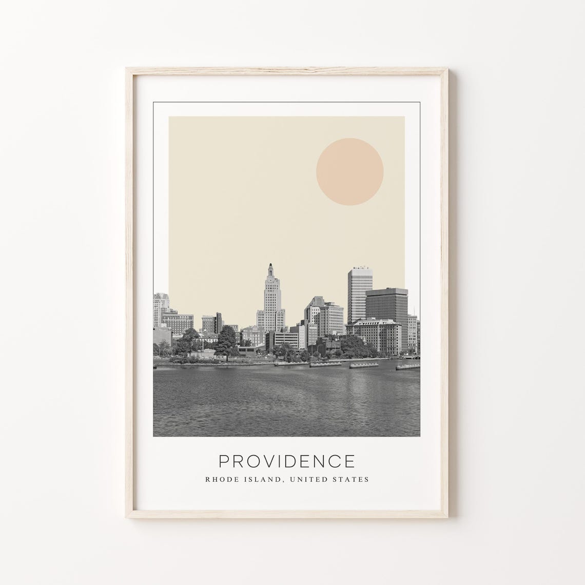 Providence Rhode Island Harbor Skyline Minimalist Travel Poster