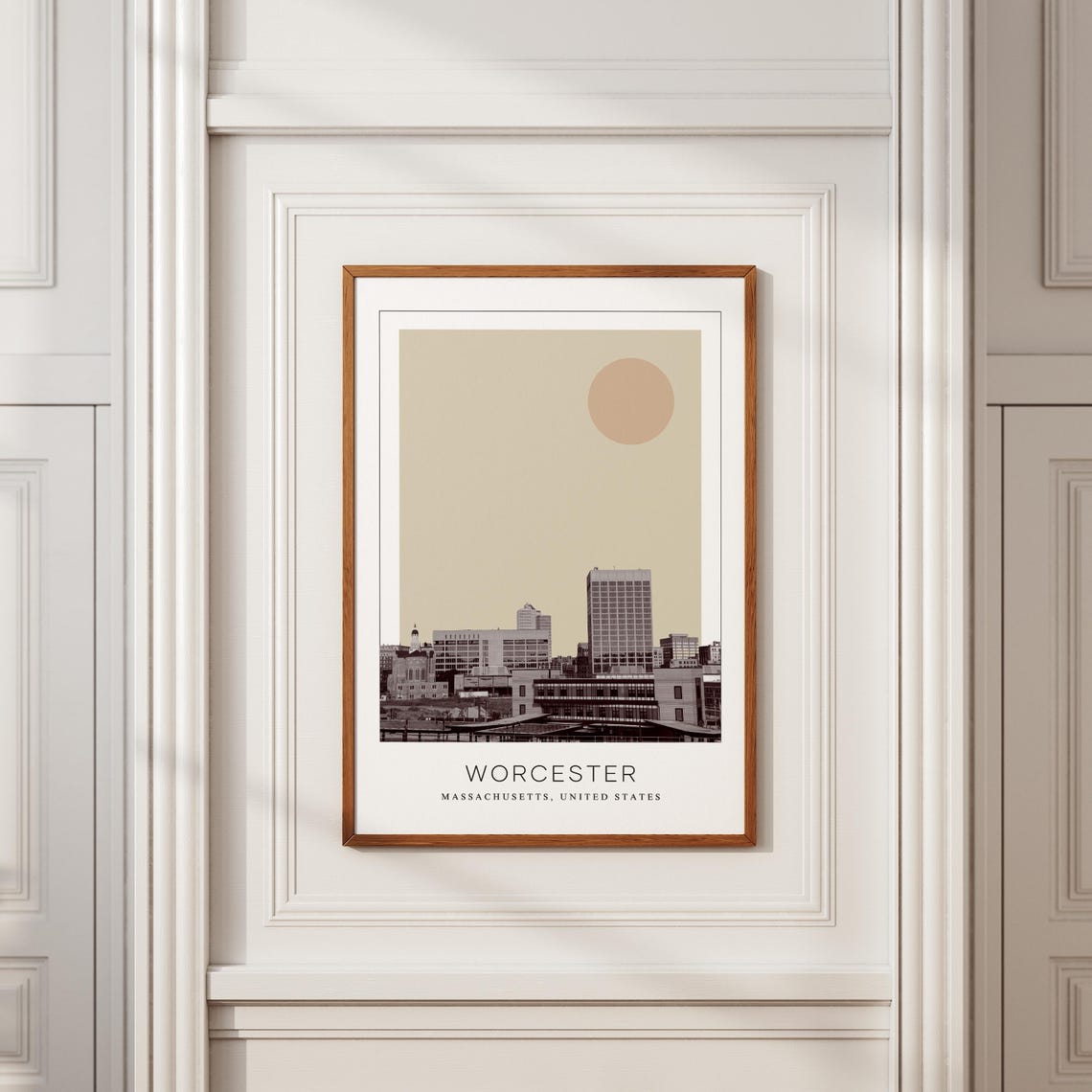 Worcester Massachusetts Downtown Skyline Minimalist Travel Poster - Image 2