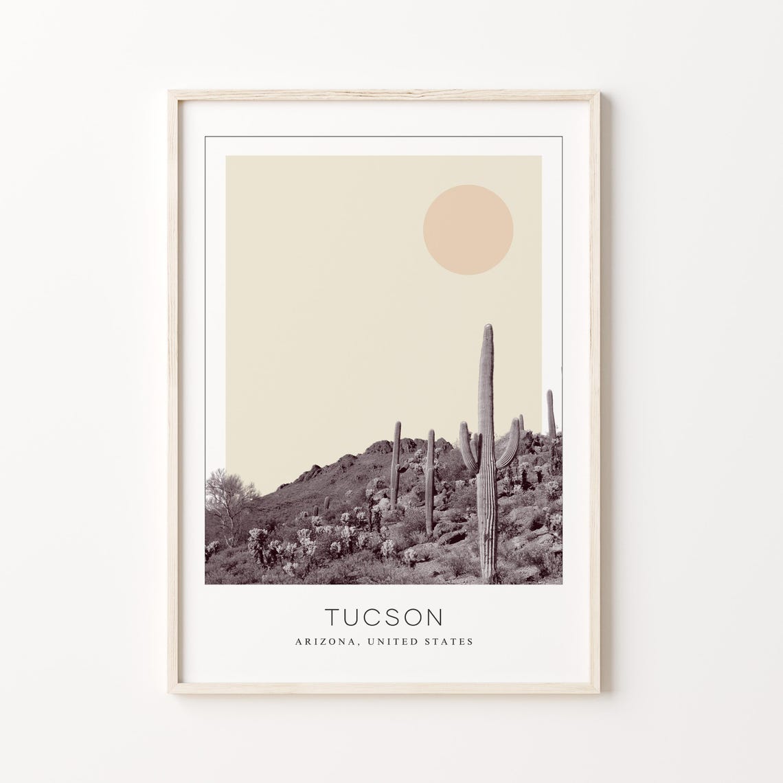 Tucson Arizona Desert Landscape With Giant Saguaro Cacti Poster