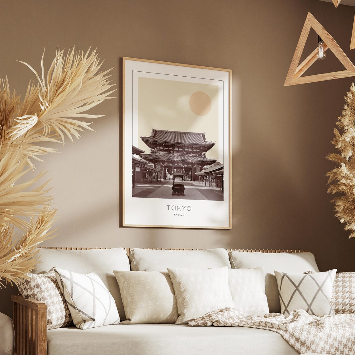 Tokyo Japan Sensoji Temple Gate Beige Sun Minimalist Travel Poster - Image 3