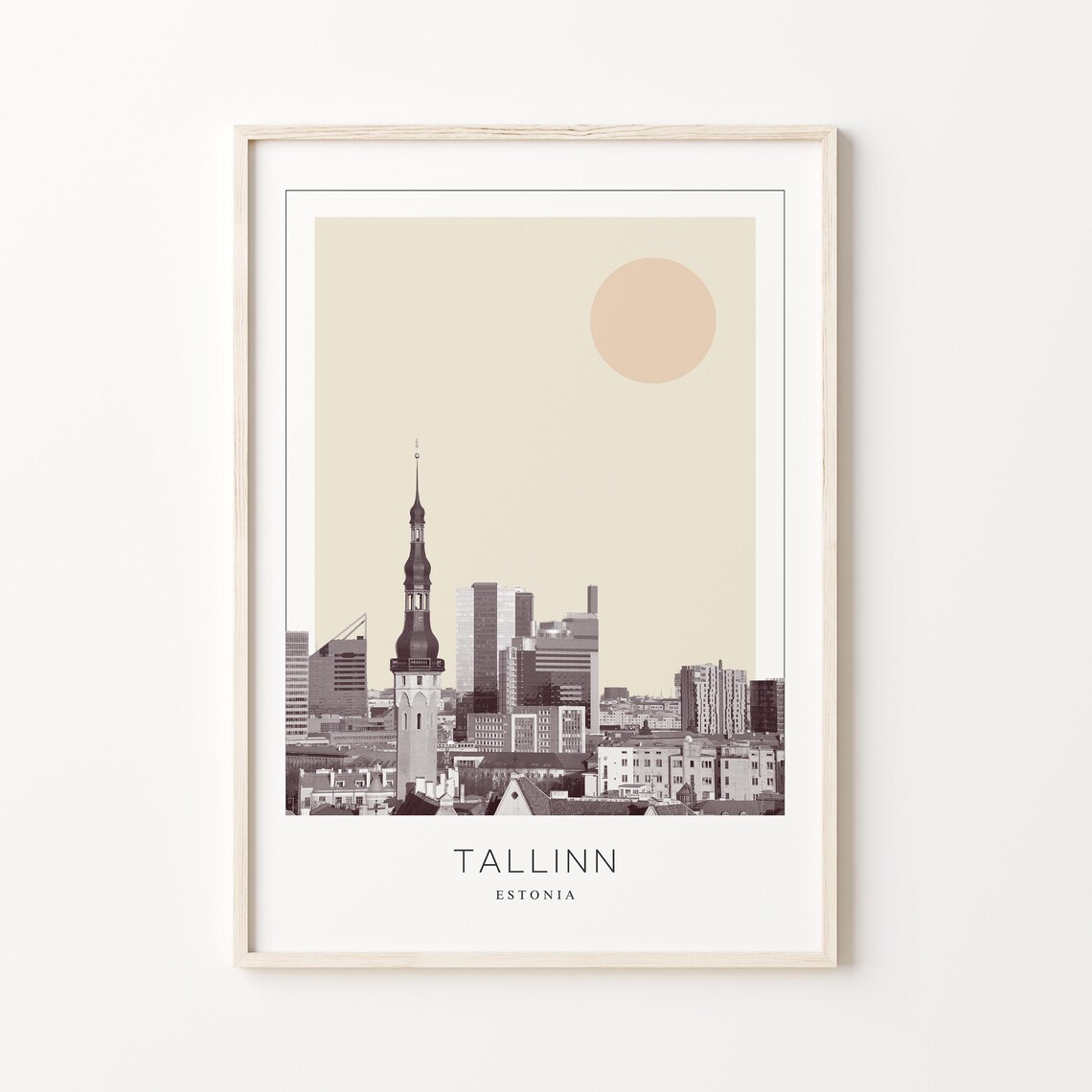 Tallinn Estonia Historic Old Town Skyline Minimalist Travel Poster