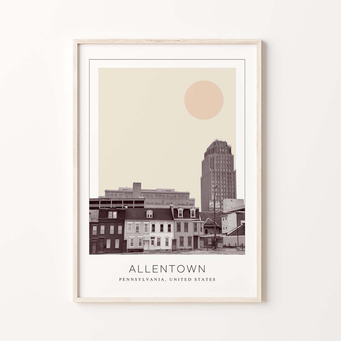 Allentown Pennsylvania Downtown Streetscape Minimalist Travel Poster