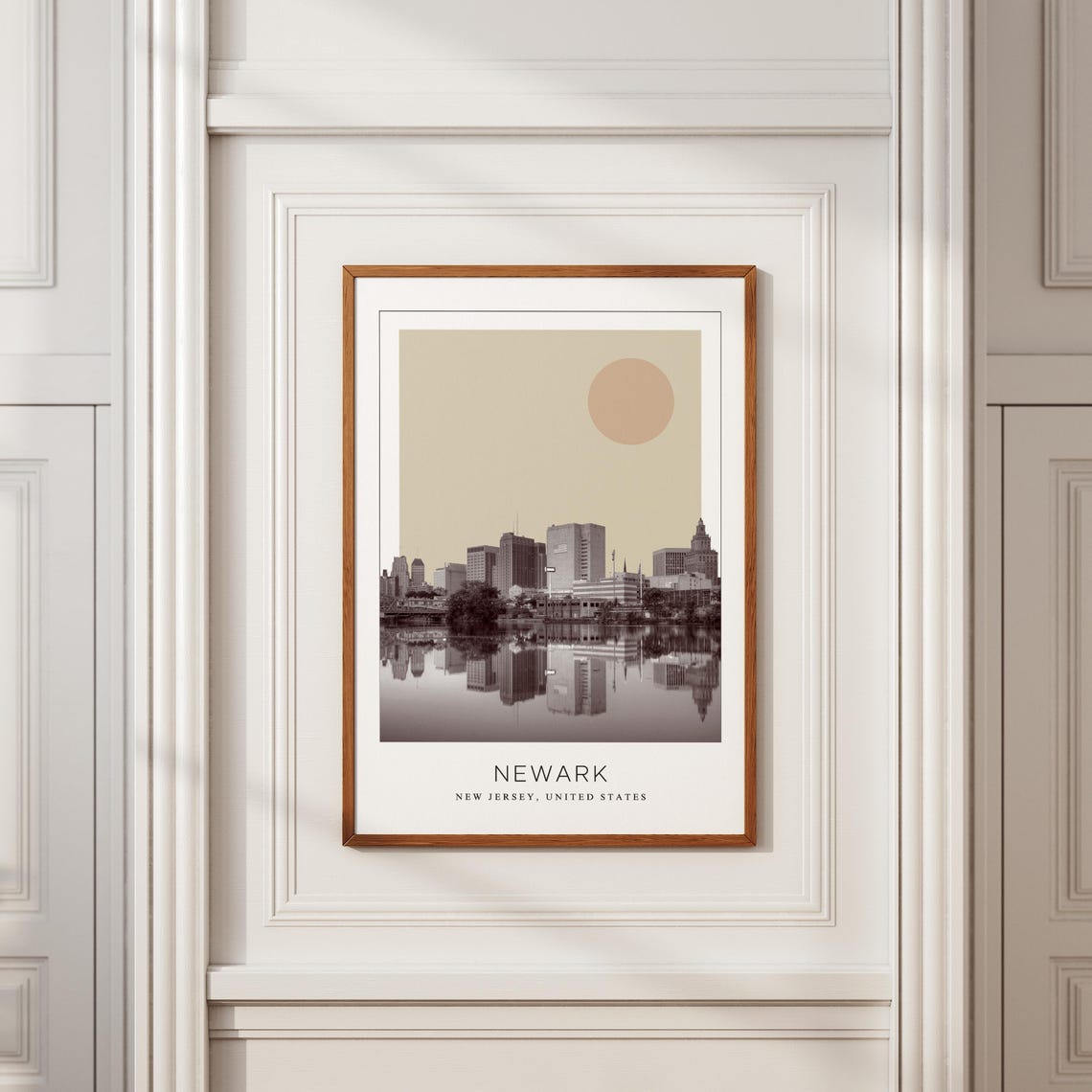 Newark New Jersey Skyline Reflection Minimalist Travel Poster - Image 2