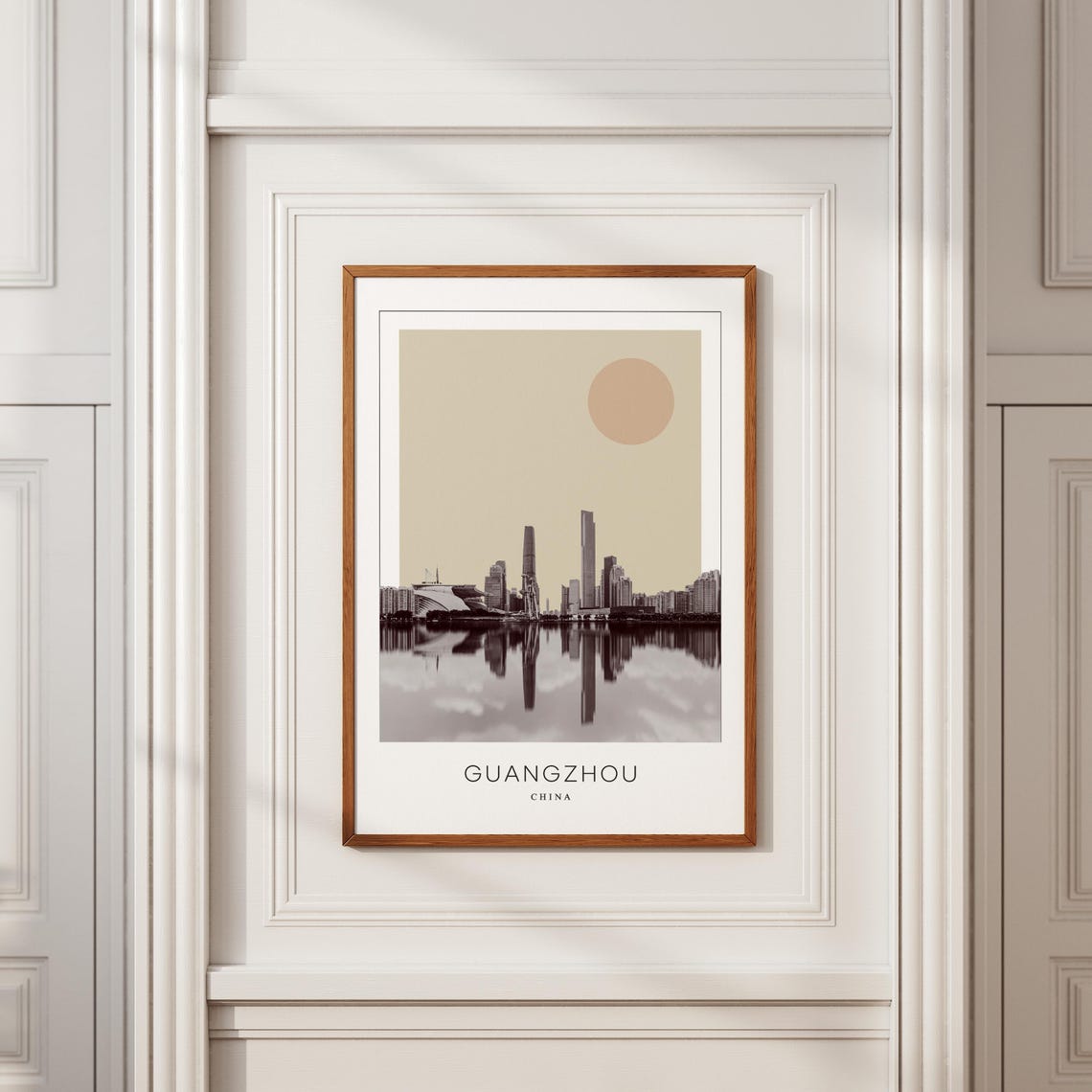 Guangzhou China Skyline Water Reflection Minimalist Travel Poster - Image 2