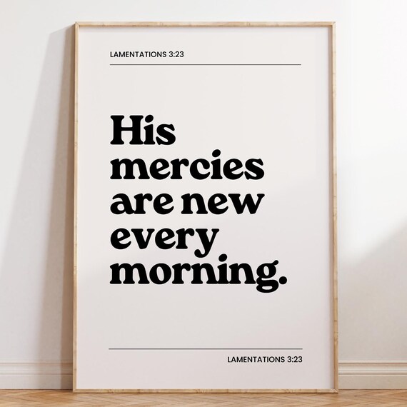 His Mercies Are New Every Morning Lamentations 323 Minimalist Faith Poster
